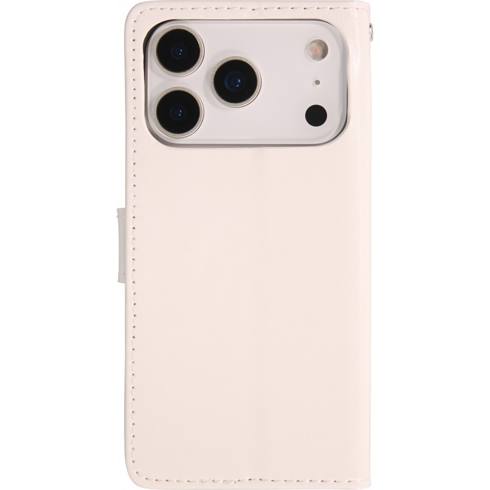 Hülle iPhone 17 Pro Max - Premium Flip Leder Tasche - Weiss