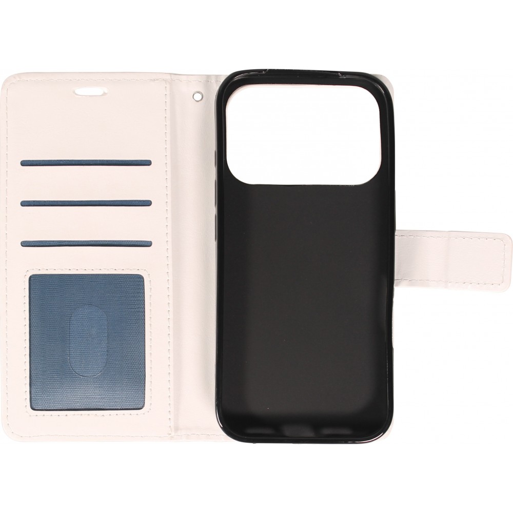 Hülle iPhone 17 Pro Max - Premium Flip Leder Tasche - Weiss