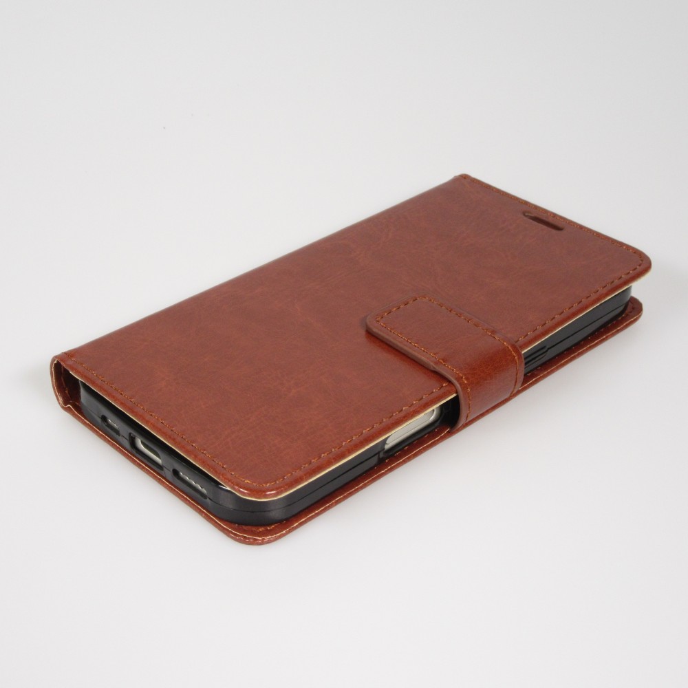Hülle iPhone 17 Pro Max - Premium Flip Leder Tasche - Braun