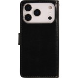iPhone 17 Pro Max Case Hülle - Premium Flip Leder Tasche - Schwarz