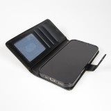 iPhone 17 Pro Max Case Hülle - Premium Flip Leder Tasche - Schwarz