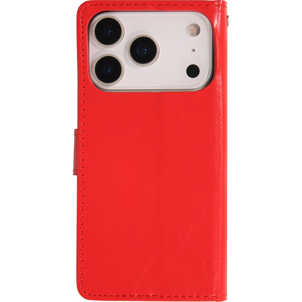 Hülle iPhone 17 Pro - Premium Flip Leder Tasche - Rot