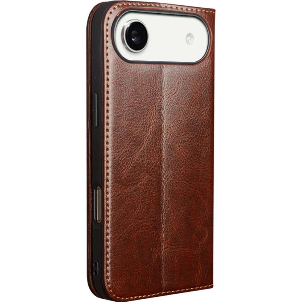 iPhone Air Case Hülle - Qialino Flip Classic Wallet Echtleder - Braun
