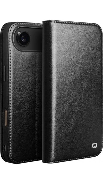 Fourre iPhone Air - Flip Qialino Classic Wallet cuir véritable - Noir