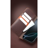 iPhone Air Case Hülle - Qialino Flip Matt Wallet Echtleder - Schwarz