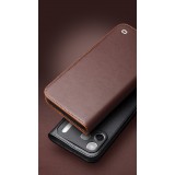 iPhone Air Case Hülle - Qialino Flip Matt Wallet Echtleder - Schwarz