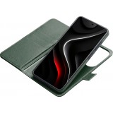 Samsung Galaxy S26 Ultra Case Hülle - Flip Qialino Echtleder matt mit magnetischem Verschluss - Mattgrün