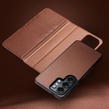 Samsung Galaxy S26 Ultra Case Hülle - Flip Qialino Echtleder matt mit magnetischem Verschluss - Mattgrün