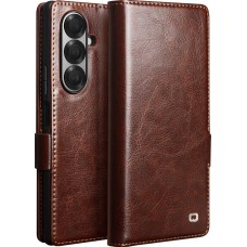 Samsung Galaxy Z Fold7 Case Hülle - Flip Qialino Echtleder mit magnetischem Verschluss - Dunkelbraun