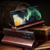 Samsung Galaxy Z Fold7 Case Hülle - Flip Qialino Echtleder mit magnetischem Verschluss - Dunkelbraun