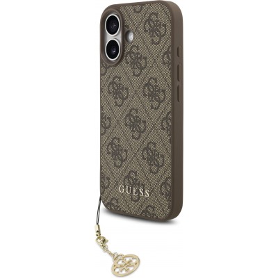 iPhone 17 Case Hülle - Guess 4G Charm Elegante Schutzhülle Raffiniertes Design Trendaccessoire - Braun