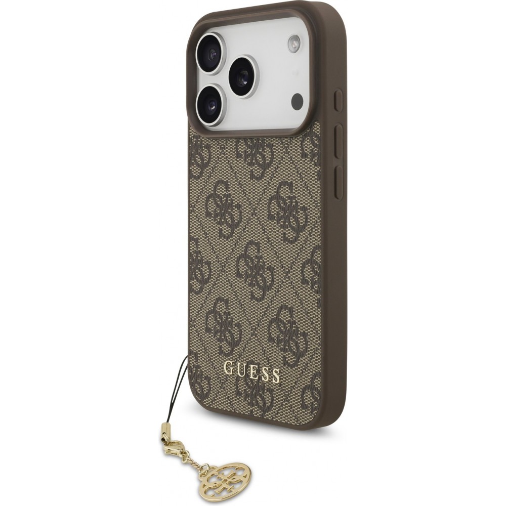 iPhone 17 Pro Case Hülle - Guess 4G Charm Elegante Schutz Raffiniertes Design Trendaccessoire - Braun