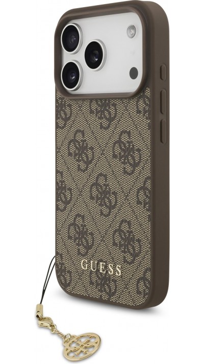 iPhone 17 Pro Case Hülle - Guess 4G Charm Elegante Schutz Raffiniertes Design Trendaccessoire - Braun