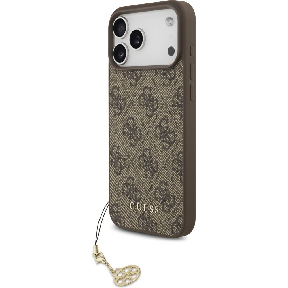 iPhone 17 Pro Max Case Hülle - Guess 4G Charm Elegante Schutz Raffiniertes Design Trendaccessoire - Braun