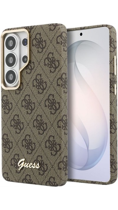 Galaxy S26 Ultra Case Hülle - Guess 4G Script MagSafe Magnetische elegante Schutz - Braun