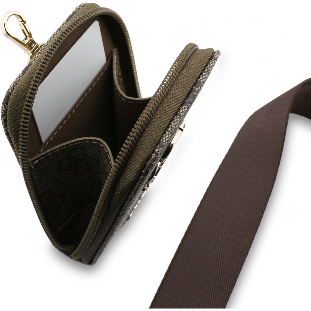 Guess 4G Logo Metall Lani&egrave;re Schultertasche mit Tasche - Braun