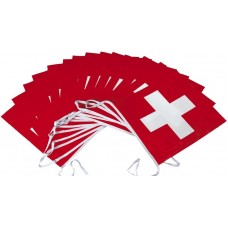 Guirlande de 20 drapeaux suisses 20x30cm décoration fête, fan support Suisse - Rouge