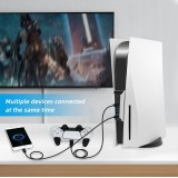 USB Hub 5-in-1 f&uuml;r PS5 USB 2.0 Multiport mit USB-C Schnellladung und Daten&uuml;bertragung f&uuml;r PlayStation 5 - Weiss