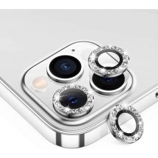 iPhone 12 / 12 Pro - Schutzringe für Kamera Linsen iPhone mit Glitzernden Diamanten - Silber