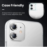 iPhone 12 / 12 Pro - Schutzringe für Kamera Linsen iPhone mit Glitzernden Diamanten - Silber