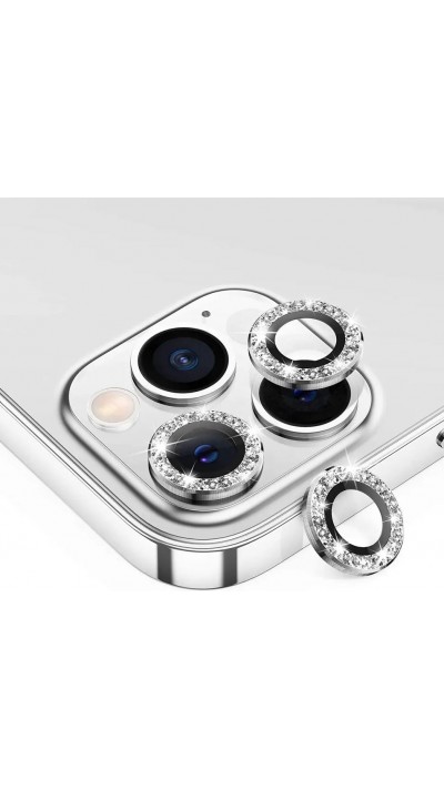 iPhone 14 / 14 Plus - Schutzringe für Kamera Linsen iPhone mit Glitzernden Diamanten - Silber