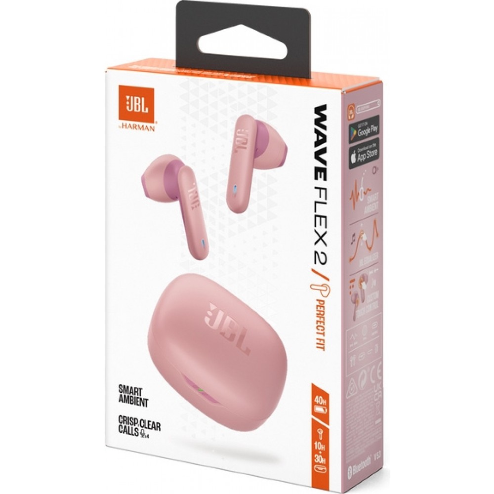 JBL Wave Flex 2 Bluetooth - 40h Pure Bass Sound, Smart Ambient Technologie & Touch Control - Rosa
