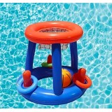 2 in 1 Poolspiel Set schwimmender Basketballkorb & Ringwurfspiel Wasserspielzeug für Sommer Kinder & Erwachsene - Blau