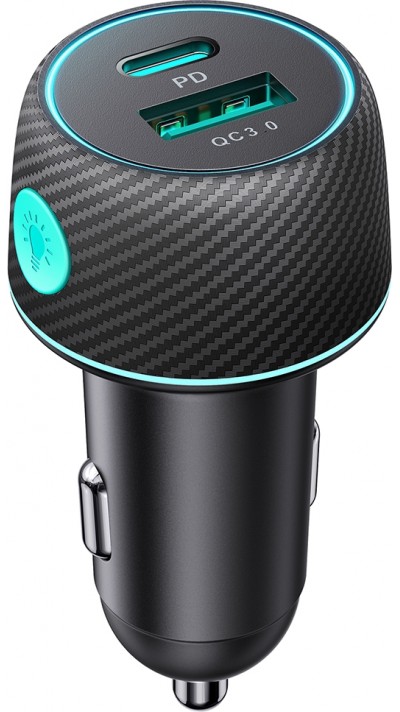 Joyroom JR-CCN01 60W Multicolor Autoladegerät 1A + 1C mit Schnelllade-Taste Multiport - Schwarz