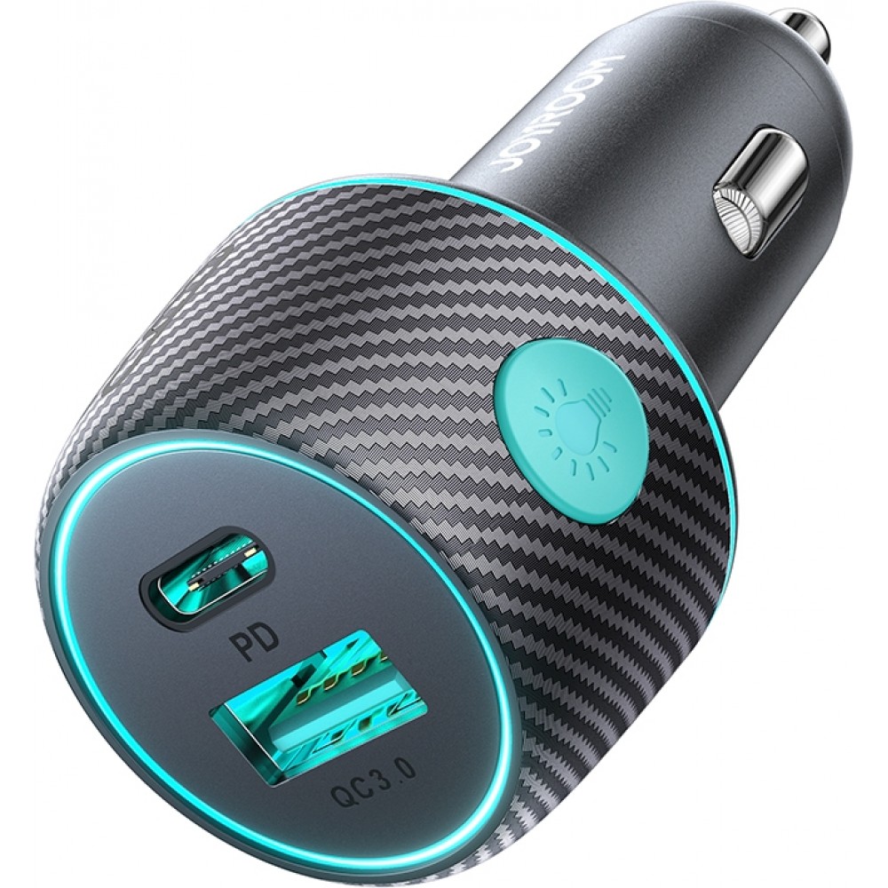 Joyroom JR-CCN01 60W Multicolor Autoladegerät 1A + 1C mit Schnelllade-Taste Multiport - Schwarz