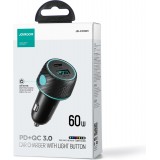 Joyroom JR-CCN01 60W Multicolor Autoladegerät 1A + 1C mit Schnelllade-Taste Multiport - Schwarz