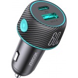 Joyroom JR-CCN01 60W Multicolor Autoladegerät 1A + 1C mit Schnelllade-Taste Multiport - Schwarz