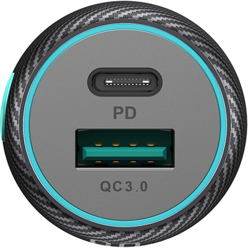 Joyroom JR-CCN01 60W Multicolor Autoladegerät 1A + 1C mit Schnelllade-Taste Multiport - Schwarz