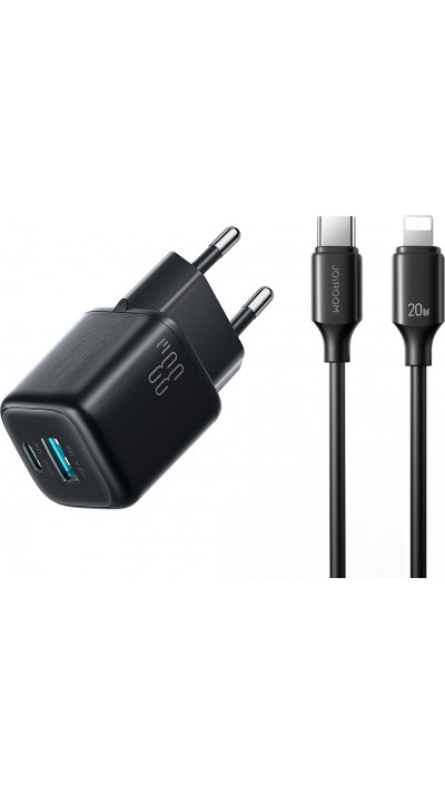 Joyroom JR-TG7 33W USB-A + USB-C Wandladeger&auml;t mit 30W Lightning Kabel 1m - Schwarz