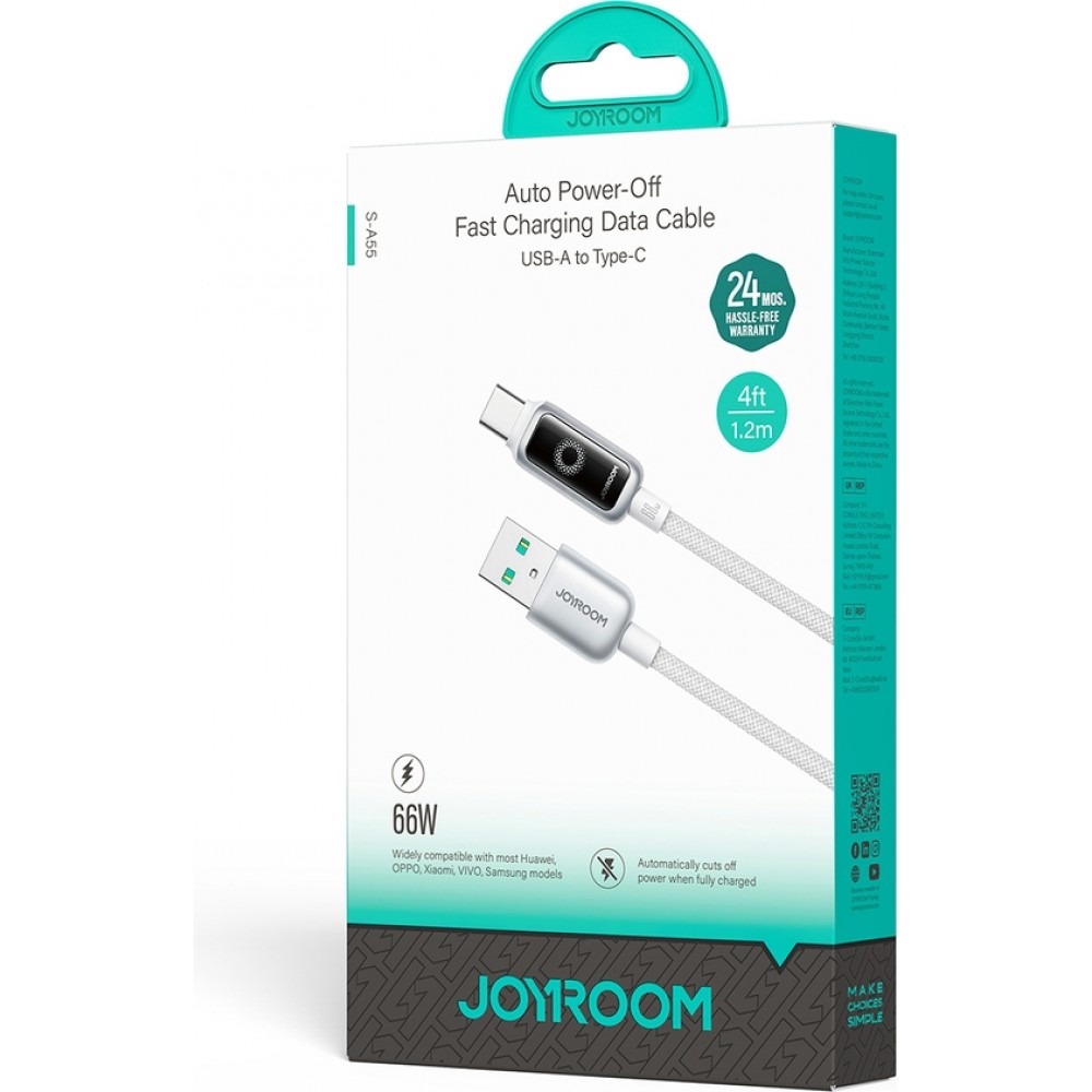 Joyroom S-A55 StarFlight c&acirc;ble charge rapide USB-C vers USB-C 100W (1.2m) - Blanc