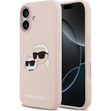 iPhone 17 Case Hülle - Karl Lagerfeld Liquid aus Silikon mit Karl- und Choupette-Design, kompatibel mit MagSafe - Rosa