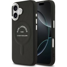 Coque iPhone 17 - Karl Lagerfeld PU RSG Logo MagSafe élégante et protectrice - Noir