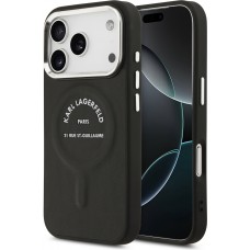 Coque iPhone 17 Pro - Karl Lagerfeld PU RSG Logo MagSafe élégante et protectrice - Noir