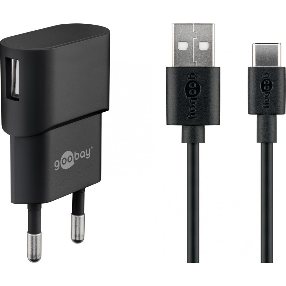 Goobay USB-C Ladeger&auml;t Set 5W Netzteil mit USB-C Kabel (1m) - Schwarz