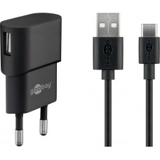 Goobay USB-C Ladeger&auml;t Set 5W Netzteil mit USB-C Kabel (1m) - Schwarz