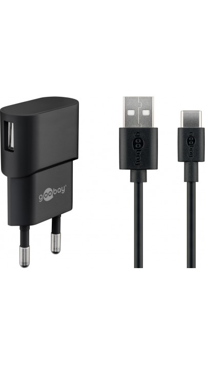 Goobay USB-C Ladeger&auml;t Set 5W Netzteil mit USB-C Kabel (1m) - Schwarz