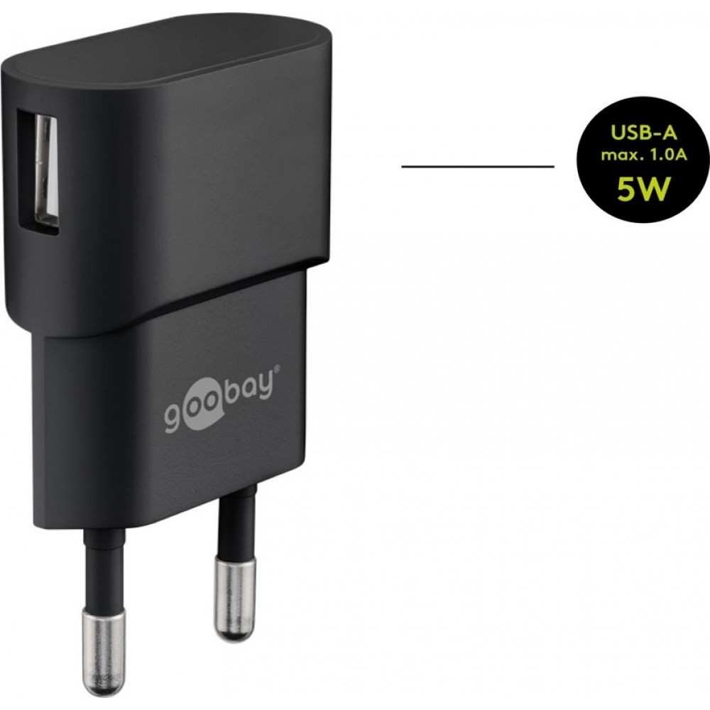 Goobay USB-C Ladeger&auml;t Set 5W Netzteil mit USB-C Kabel (1m) - Schwarz