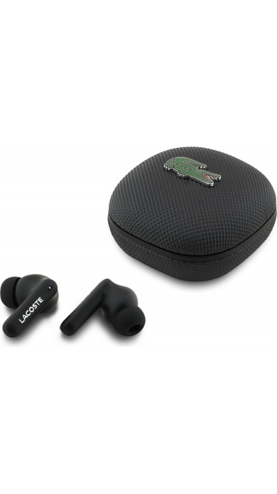 Lacoste Iconic Petit Pique TWS écouteurs Bluetooth avec réduction du bruit audio haute qualité - Noir
