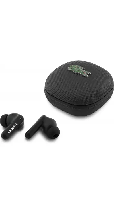 Lacoste Iconic Petit Pique TWS Bluetooth-Kopfh&ouml;rer mit hochwertiger Ger&auml;uschunterdr&uuml;ckung - Schwarz