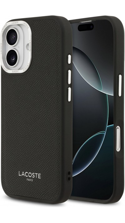 iPhone 17 Case Hülle - Lacoste PU Leder Champs Elysees MagSafe elegante und langlebige Schutzhülle - Schwarz