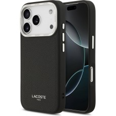 iPhone 17 Pro Case H&uuml;lle - Lacoste PU Leder Champs Elysees MagSafe elegante und langlebige Schutzh&uuml;lle - Schwarz