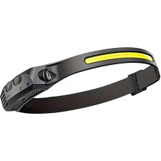 Wiederaufladbare LED Stirnlampe mit Bewegungssensor und 5 Lichtmodi - Schwarz