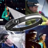 Wiederaufladbare LED Stirnlampe mit Bewegungssensor und 5 Lichtmodi - Schwarz