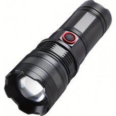 LED Taschenlampe wiederaufladbar USB-C 2000 Lumen Aluminium starker Strahl 800m verstellbarer Fokus - Schwarz