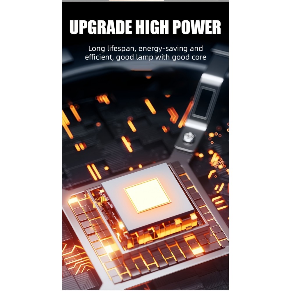 LED Taschenlampe wiederaufladbar USB-C 2000 Lumen Aluminium starker Strahl 800m verstellbarer Fokus - Schwarz