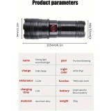 LED Taschenlampe wiederaufladbar USB-C 2000 Lumen Aluminium starker Strahl 800m verstellbarer Fokus - Schwarz